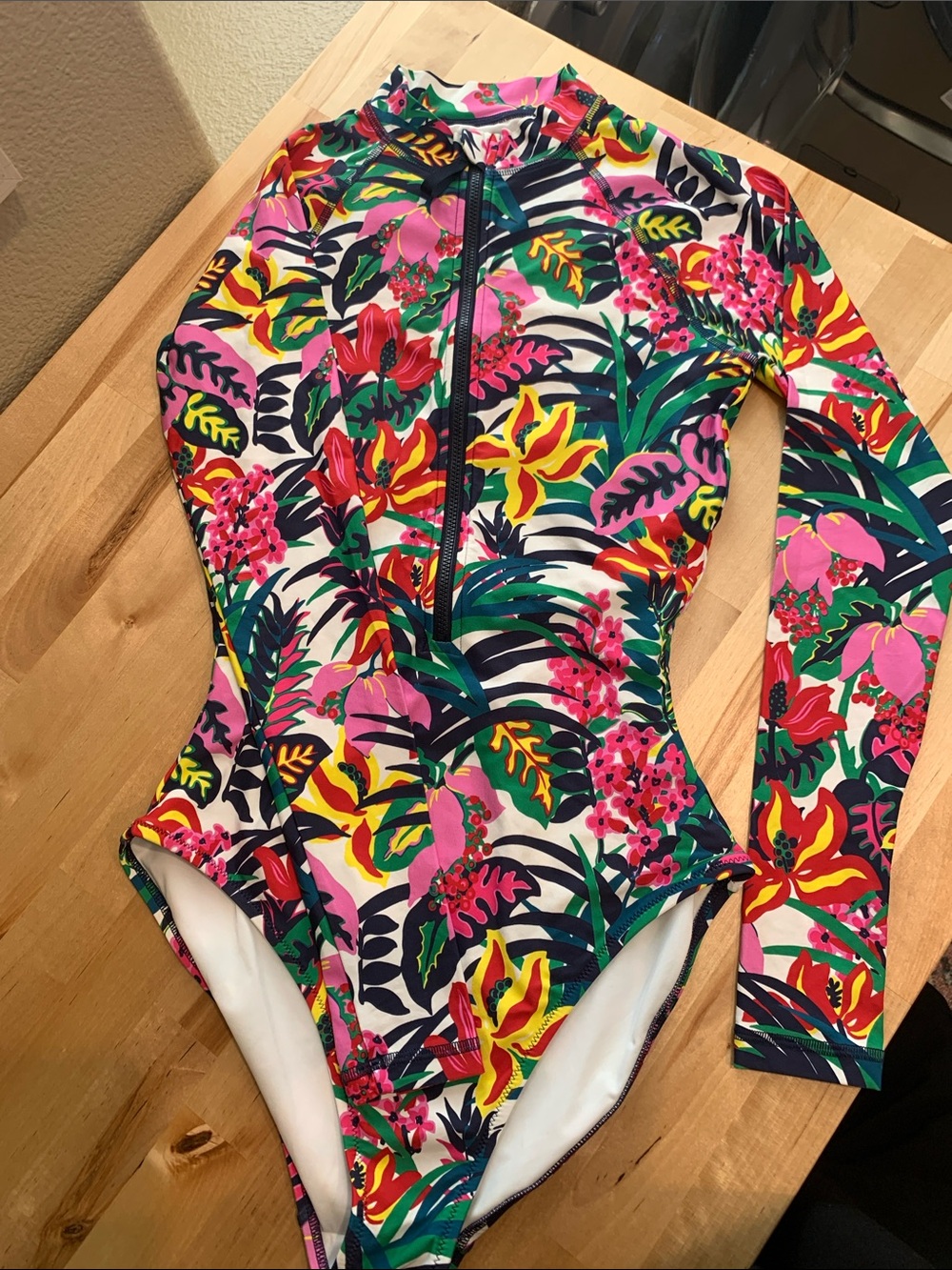 J. Crew Women Long-Sleeve One-Piece Swimsuit - Pink, Yellow, Green, Navy. NWOT